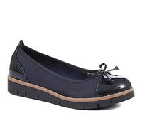 Pavers Elegant Ladies Ballet Pumps in Navy Patent - Supportive Comfort Sole - Parisian Round Toe - Faux Leather - Wide Fit Options - Size UK 5 / EU 38