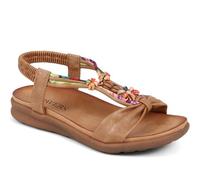 Pavers Embellished Flat Sandals - Brown Size 5