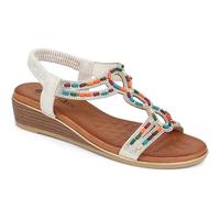 Pavers Embellished Wedge Sandals - White Size 4