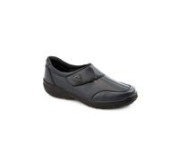 Wide Fit Leather One-Touch-Fasten Monk Shoes - Navy Size 5.5