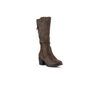 Pavers Fabric-Cuff Block-Heeled Long Boots In Brown Brown 6