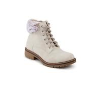 Pavers Faux Fur Cuff Lace Up Ankle Boots - Off White Size 6