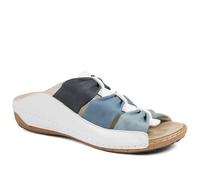 Pavers Flexible Triple Bow Cushioned Sandals - Navy - White Size 5