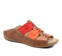 Pavers Flexible Triple Bow Cushioned Sandals - Tan-Red Size 3