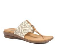 Pavers Flexible Wide Fit Toe Post Sandals - Beige Multi Size 5