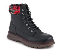 Pavers Floral-Cuffed Lace-Up Boots - Black Size 4