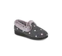 Pavers Womens Floral Faux-Fur Slippers Grey Floral Size 3