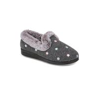 Pavers Floral Faux-Fur Slippers - Grey Floral Size 5