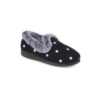 Pavers Floral Faux-Fur Slippers In Navy Navy 5
