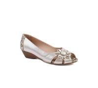 Pavers Flower Detail Peep Toe Wedge Pumps In Gold Gold 5