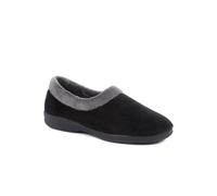 Pavers Women's Fluffy Sandals in Black - Faux Fur Slip-Ons Slippers Offering Warmth and Comfort - Distinctive Fur Collar Design - Size UK 7 / EU 40
