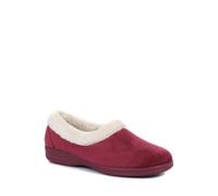 Pavers - Womens Full Slipper in Burgundy - Faux Fur Collar - Provides Ultimate Comfort - Indoors & Out - Size 2 UK