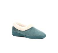 Pavers Women's Fluffy Slippers in Teal - Faux Fur Slip-Ons Offering Warmth and Comfort - Distinctive Fur Collar Design - Size UK 9 / EU 42