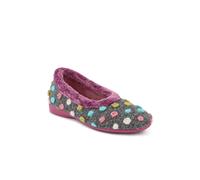 Pavers - Womens Full Slippers in Grey Multi - Playful Contrast Pom Poms - Flexible & Gripped Sole - Practical Design - Size 5 UK