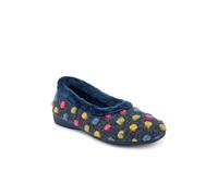 Pavers - Womens Full Slippers in Navy Multi - Playful Contrast Pom Poms - Flexible & Gripped Sole - Practical Design - Size 6 UK