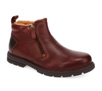 Pavers Fur-Cuffed Leather Ankle Boots - Brown Size 10