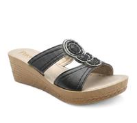 Pavers Jewelled Wedge Heel Mule Sandals - Black Size 6