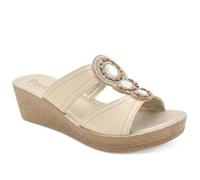 Pavers Jewelled Wedge Heel Mule Sandals - Gold Size 5