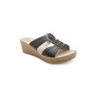 Pavers Jewelled Wedge Heel Mule Sandals In Black Black