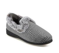 Pavers Just Step In Wide Fit Fur Cuff Slippers - Grey Size 5