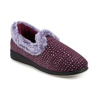 Pavers Just Step In Wide Fit Fur Cuff Slippers - Plum Size 4