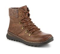 Pavers Knitted Cuff Bungee Lace Ankle Boots - Brown Size 8