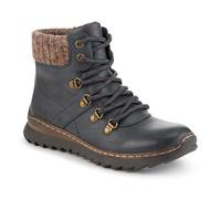 Pavers Knitted Cuff Bungee Lace Ankle Boots - Navy Size 4