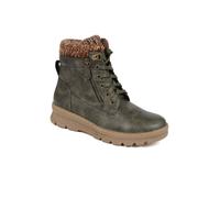 Knitted Cuff Lace-Up Boots - Olive Size 4