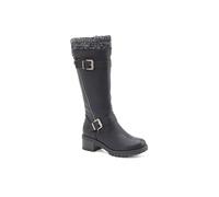 Pavers Knitted Cuff Long Boots In Black Black 6