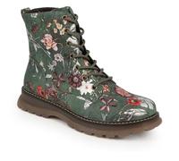 Pavers Lace-Up Floral Boots - Green Floral Size 4