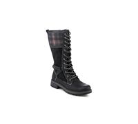 Pavers Lace Up Long Boots With Tartan Cuff In Black Black 6