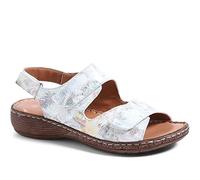 Pavers Ladies Dual Fitting Leather Sandals - White Floral Size 5 UK