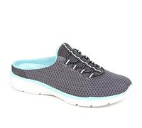 Pavers Ladies Leather/Fabric Slip-On Trainers in Grey - Ultra-Comfort Memory Foam Insole - Lightweight Design - Comfortable Clogs - Size 6 UK/EU 39