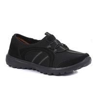 Pavers Ladies Lightweight Slip-On Trainers in Black with Vibrant Stripe Design & Memory Foam Insole - Premium Comfort Female Footwear - UK 7 / EU 40