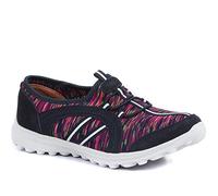 Pavers Ladies Lightweight Slip-On Trainers in Navy Multi - Vibrant Stripe Design & Memory Foam Insole - Premium Comfort Female Footwear - UK 5 / EU 38