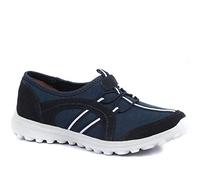 Pavers Ladies Lightweight Slip-On Trainers in Navy with Vibrant Stripe Design & Memory Foam Insole - Premium Comfort Female Footwear - UK 5 / EU 38