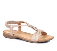 Pavers Ladies Sandals - Wider D/E Fit Summer Sandals with Four Leaf Clover Design & Stretch Fit Ankle Strap - Casual Footwear for Women - Size 5/38 Rose Gold