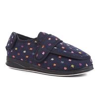 Pavers Ladies Slippers in Navy Comfort Focused for Sensitive Feet Dual Multi Fitting with Touch Fasten Strap Cushioned Lining - Size UK 6/EU 39