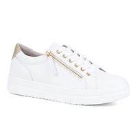 Pavers Ladies Supportive Lace-Up Fashion Trainers in White with Chunky Platform Sole and Faux Leather - Side Zip Casual Flat Shoes - Size UK 5 / EU 38