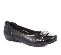 Pavers Ladies Wide Fit Slip-On Pump in Black Patent - Durable Faux Leather - Supportive Lightweight Sole for Everyday Elegance - Size UK 6 / EU 39