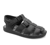 Pavers Mens Leather Adjustable Fasten Fisherman Sandals Black Size 8
