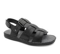 Pavers Mens Leather Adjustable Fasten Fisherman Sandals Black Size 9