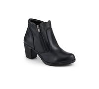 Pavers Leather Block Heel Ankle Boots In Black Black 5