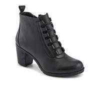 Pavers Leather Block Heeled Lace-Up Boots - Black Size 3