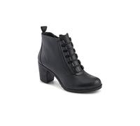 Pavers Leather Block Heeled Lace-Up Boots In Black Black 5