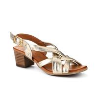 Pavers Leather Block-Heeled Sandals - Gold Size 5