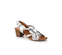 Pavers Leather Block-Heeled Sandals In Metallic Silver Metallic Silver 5