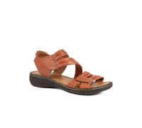 Pavers Women's Leather Comfort Sandals with Touch Fastening in Tan | Size: 8 Pavers Tan 8