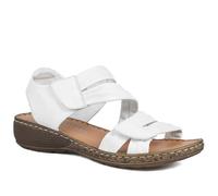 Pavers Leather Comfort Sandals with Touch Fastening - White Size 8