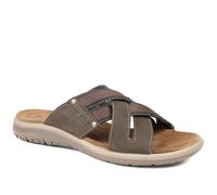 Pavers Leather Cross Strap Slip On Sandals - Brown Size 9